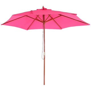 Sonnenschirm Lissabon, Gartenschirm Marktschirm, Ø 3m Polyester/Holz ~ pink