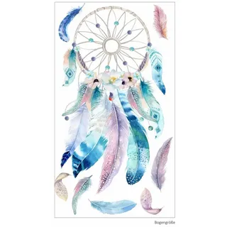 nikima Wandtattoo 228 Wandtattoo Traumfänger blau mit Federn - Größe 1500 x 840 mm (PVC-Folie), In 6 vers. Größen bunt 150 cm x 50 cm x 150 cm