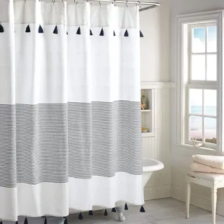Duschvorhang 182,9 x 182,9 cm, 100% Baumwolle, blau, Bad