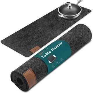 Famanu Tischläufer aus Filz, 100 x 30 cm, waschbar, wasserabweisend, anthrazit