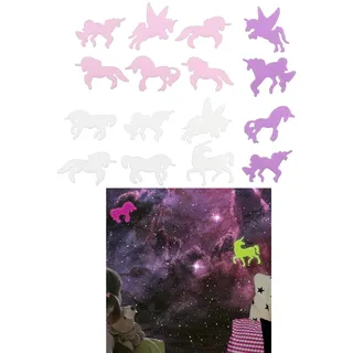 HOME DECO KIDS Leuchtdekoration Kinder Kräftige Farben Bunt | Kunststoff, phosphoreszierende Dekoration, kräftige Farben, einfache Installation, Zimmerdecke, Rosa Blau und Gelb