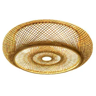 Wulimasun Deckenleuchte, Bambus, Rattan, LED, dimmbar, Deckenleuchte, Retro, Hut, Bambus, Hängeleuchte, Rattan, 40 cm, für Badezimmer, E27, für Schlafzimmer, Wohnzimmer, Flur