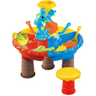 URFEDA Sand- und Wassertisch Tischspielset für Kleinkinder inklusive verschiedenem Zubehör Kinder Strandspielzeug Spieltisch Wasserspielzeug Outdoor Courtyard Beach Toys für Kinder ab 3 Jahren