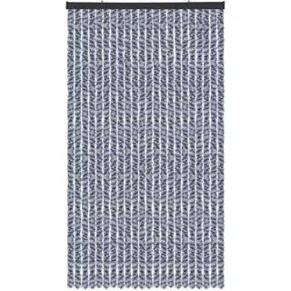 Arsvita Flauschvorhang Türvorhang (100x200 cm) in Meliert Blau-Weiß-Silber als Insektenschutz für Balkon, Terrasse oder Wohnmobil, Wohnwagen, Pavillon