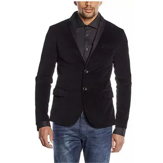 Emporio Armani Sakko Samt Sakko Slim Fit Sakko Herrenblazer Jacke Edler Schalkragen mit Satinbesatz schwarz 56