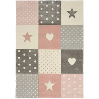 MERINOS Pastel Kids Kinderteppich 80 x 150 cm Grau/Rosa