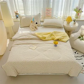 Odot Bettdecke Ohne Bezug Nutzbar Sommer, Waschbare Bettdecke Ohne Bezug Dünne Sommerbettdecke Leicht Doppelseitige Sommerdecke für Bett (Gelbe Rosen,150 * 200cm)