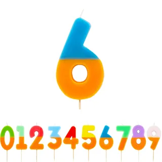 Talking Tables Orange und Blau Kerze Zahl 6 für Kuchen | Bunte Geburtstagstortenaufsatz Dekorationen für Kinderparty, Jungen 6., 16., 60., Jahrestag, Meilenstein