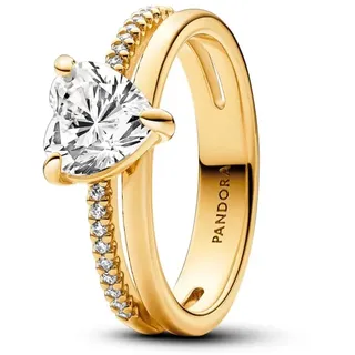Pandora Timeless Ring Herz, 14-karätig vergoldet, mit klarem Cubic Zirkonia