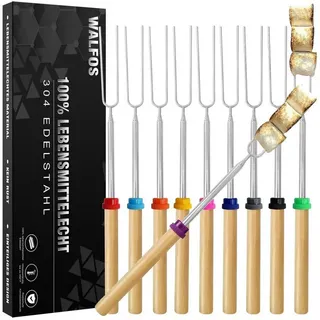 LuxusKollektion Lagerfeuer-Grillspieß Grillspieße Teleskop Edelstahl 81CM-10 STÜCK Grillspieße bunt