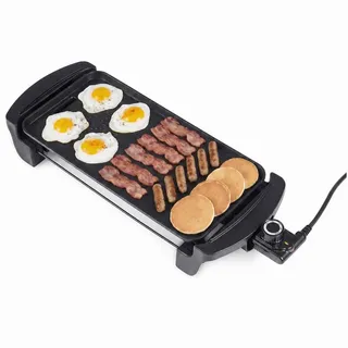 COSTWAY Tischgrill Teppanyaki Grill, 1600 W, mit Antihaftbeschichtung, integriertem Thermostat schwarz 50 cm x 8 cm x 20 cm