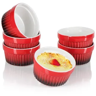 com-four Auflaufform Ragout Fin Schale - Ofenfeste Förmchen in rot, (6-St), Creme Brulee Schälchen - Dessertschale mit je 185 ml
