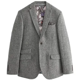Next Sakko Blazer aus Harris-Tweed mit Fischgrätmuster (1-tlg) grau 50 (GB: 40R)