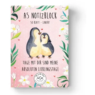 Mr. & Mrs. Panda Notizblock Pinguin Liebe, A5 Notizblock, Weiß, Love, Hochzeitstag, Notizbuch, Ka, Motivblock A5 Leder-Notizbuch Vertraut weiß