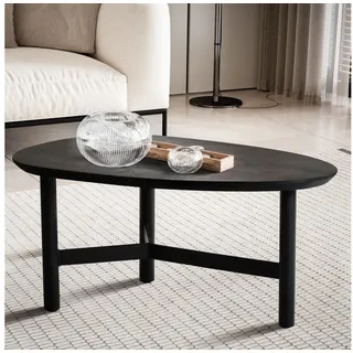 FineBuy Couchtisch Schwarz Massivholz 86 x 50 x 37 cm