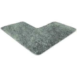 WohnDirect Eck-Badezimmerteppich L-Form 100x100 Grau – Badematte für Eckdusche rutschfest, Flauschiger Winkel-Badvorleger 50cm Breit, Waschbar & Fußbodenheizung