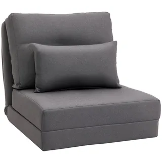 Homcom Schlafsessel 2 in 1 Leinen 60 x 80 x 56 cm Dunkelgrau mit Kissen