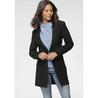 Longblazer LAURA SCOTT, Damen, Gr. 36 (S), schwarz, Web, Obermaterial: 63% Polyester, 33% Viskose, 4% Elasthan. Futter: 100% Polyester, figurbetont lang, 2-Naht-Ärmel blind abgesteppte Kante, Blazer Longblazer, mit tiefen Reverskragen