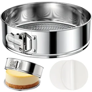 ZeroPone Springform aus 304 Edelstahl mit abnehmbarem Boden, 25,4 cm | Antihaftbeschichtete runde Springform für Käsekuchen, mit 30 Pergamentpapiereinlagen