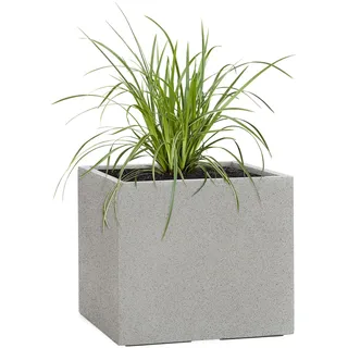 Pflanzwerk® Pflanzkübel Cube Granit Grau 28x28x28cm *Frostbeständiger Blumenkübel* *UV-Schutz* *Qualitätsware*