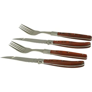 Solex BBQ Steakbesteckset mit Echtholzgriff aus Pakkaholz in einer Holzbox