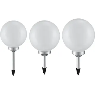 Expo Börse Solarleuchte Kunststoff 3er Set IP44 weiß silber