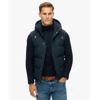 Superdry für Herren. M5011708A Everest Pufferweste navy (S), Lässig, Polyester, Marine
