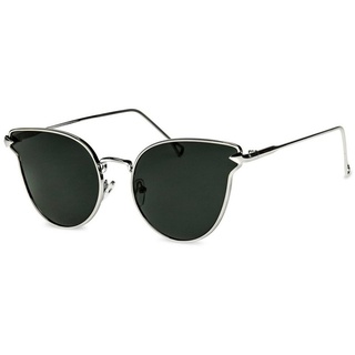Caspar Sonnenbrille SG043 große Damen Cat Eye Katzenauge Sonnenbrille schwarz|silberfarben