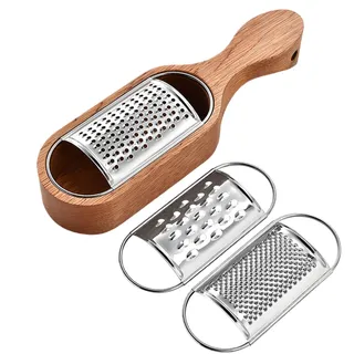 Käsereibe Mit Behälter, Edelstahl Käsereibe Mit Holzgriff, Hartkäse Parmesan Shredder Reibe Box, Von Ingwer Knoblauch Muskatnuss