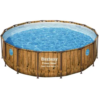 BESTWAY Power Steel Swim Vista Series Frame Pool rund Set 488 x 122 cm inkl. Filterpumpe