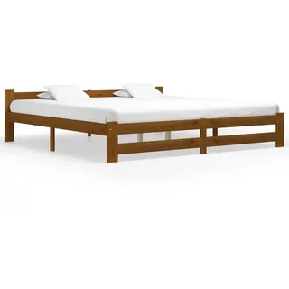 vidaXL Massivholzbett 200 x 200 cm Honigbraun