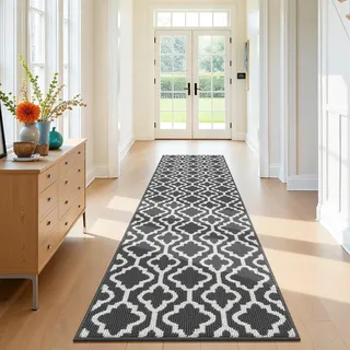 SHACOS Läufer Teppich 60x240 cm Läufer Flur rutschfest Teppichläufer Waschbar Flurläufer Lang Flur Teppich Läufer für Küche, Eingang, Esszimmer, Dunkelgrau