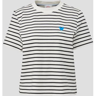s.Oliver - T-Shirt mit Streifenmuster, Damen, schwarz|weiß, 42