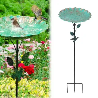 Generisch Vogelbad für Garten, Groß Metall Vogeltränke Stehend Garten Deko, Wassertränke Stehend für Vögel, Wasserschale für Wildvögel, Vogeltränke Winterfest Frostsicher, Gartendeko Draußen (#B)
