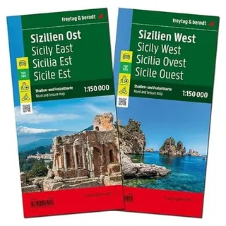Sizilien, Straßenkarten-Set 1:150.000, freytag & berndt: 2 Blätter in Kunststoff-Hülle mit Infoguide und Top Tips (freytag & berndt Auto + Freizeitkarten)