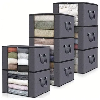 Meri-Home Aufbewahrungstasche 90L Kleider aufbewahrung mit Reißverschluss Unterbett,Box,Bettdecken (6-tlg) grau