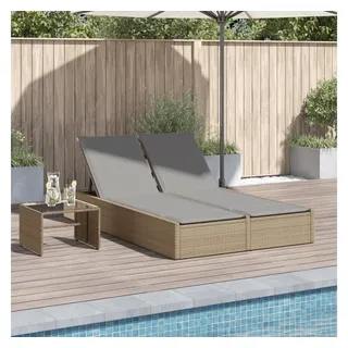 vidaXL Doppel-Sonnenliege 123 x 200 x 28 cm Beige