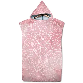 FANSU Surf Poncho Umziehhilfe Handtuch, Mikrofaser Badeponcho Strand Bademantel Badetuch für Erwachsene Damen und Herren Strandtuch Handtuch mit Kapuzen (Pinke Blume,75x110cm)