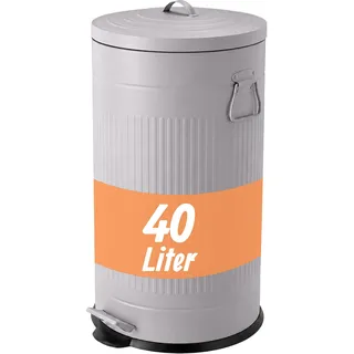 Relaxdays Retro Mülleimer 40 l Grau/Schwarz