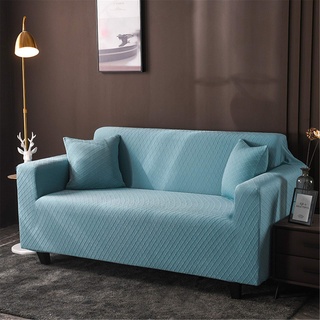 Blau Grau Rosa Jacquard Elastischer Sofabezug Sofahusse, Stretch-Stoff Couch-Bezug, Couchbezug Sofa Abdeckung Hussen Sofa Couch Sessel (Blau,3 Sitzer)