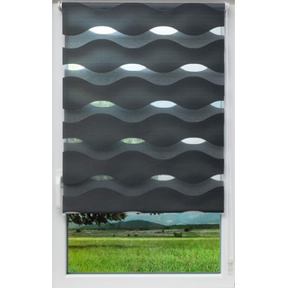 Sunlines Welle Klemmfix, grau, 100 x 150 Doppelrollo, PES, 100 x 150 cm