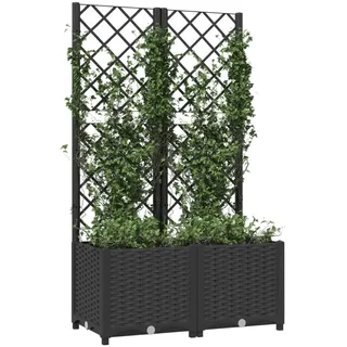Tidyard Hochbeet mit Rankgitter Pflanzkübel Pflanzkasten Blumenkübel Gartenspalier Spalier Rankhilfe Rankkasten Schwarz 80x40x136 cm PP