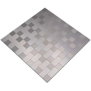 Mosani Mosaikfliesen selbstklebende Wandfliesen Wanddekor Fliesenaufkleber, Aluminium Metall 30.5x30,5, Silber, Spritzwasserbereich geeignet, Küchenrückwand Spritzschutz silberfarben