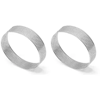 Kznifmk Edelstahl-Törtchenform, Ring, Törtchen, Kuchen, Mousse-Formen, Kekse, Gebäck, Kreisschneider, Kuchen, Perforiertes Backwerkzeug, 9 cm