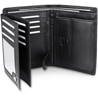 Frentree Frentree® Herren Geldbörse aus Nappa Leder mit RFID Schutz, 15 Kartenfächer, Hochformat Portemonnaie, Schwarz