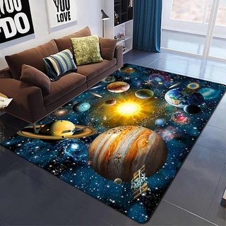 Weltraum-Teppich für Jungen Zimmer, Universum Planet große Fläche Teppich für Jungen Mädchen Schlafzimmer, Outer Space Planet Teppich Galaxy Planet Nebula Erde,E-140x200cm(55x79inch)