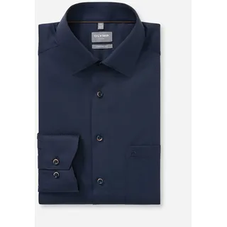 OLYMP Langarmhemd Luxor comfort fit Struktur - Satin, comfort fit, Businesshemd, New-Kentkragen blau 40