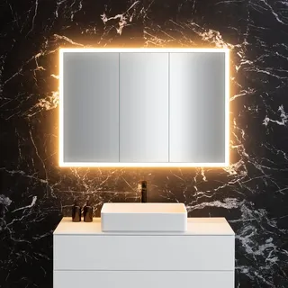 Neoro n60 Spiegelschrank B: 120 cm mit 3 Türen, mit umlaufender Beleuchtung, BN0494MI+BN0479MI,