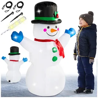 monzana Aufblasbarer Schneemann XL 120 cm LED beleuchtet IP44 wetterfest Befestigungsmaterial mehrfarbig