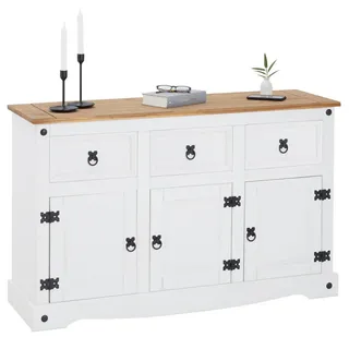 CARO-Möbel Sideboard 125 x 76 x 40 cm Braun / Weiß